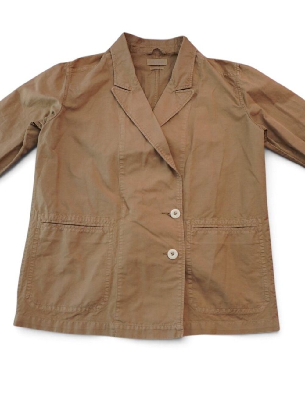Toast Blazer Jacket Womens UK 12 Linen Blend Boxy Cropped Brown Pockets Casual